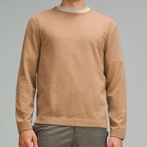 Lululemon New Venture Merino Wool Crewneck Sweater Heathered Cashew - Size Lg